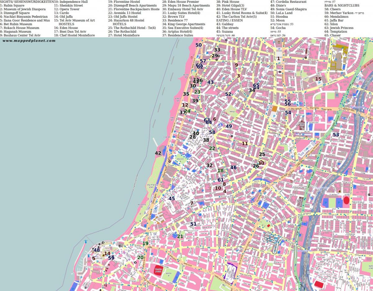 kart over rabin-plassen i Tel Aviv