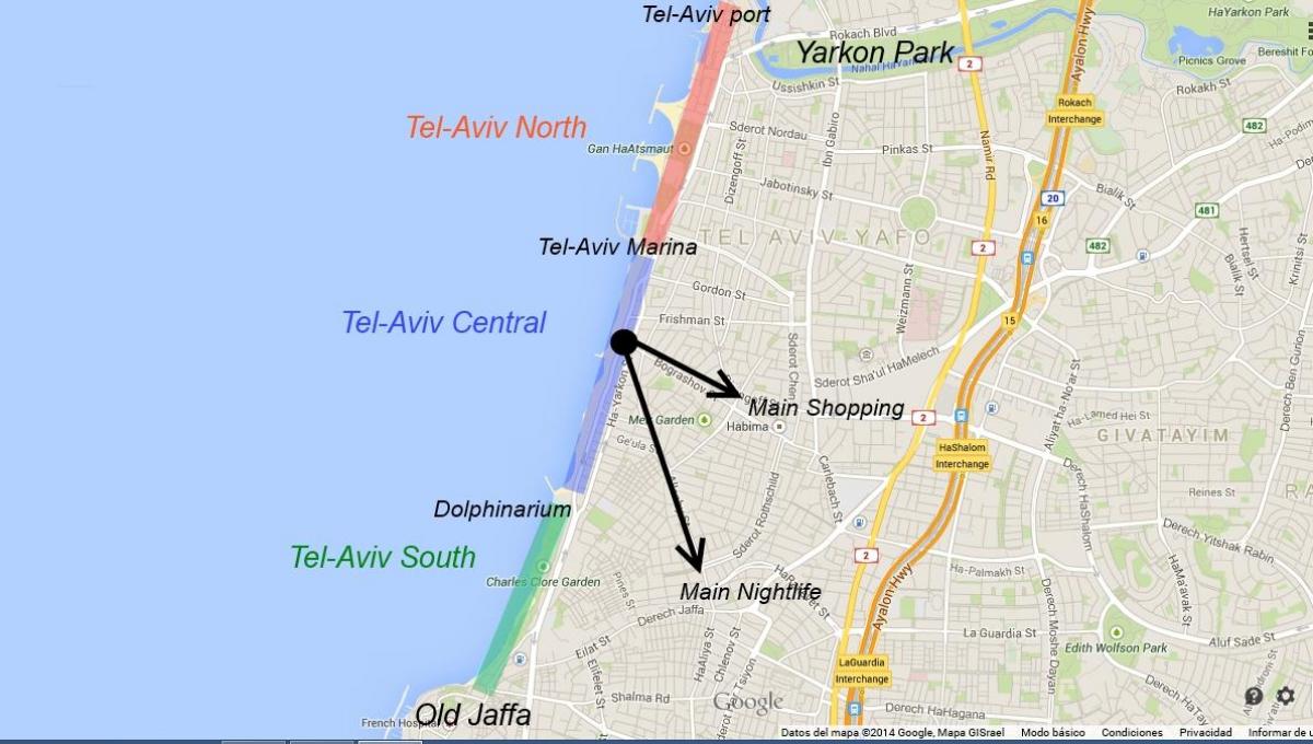 kart over Tel Aviv uteliv