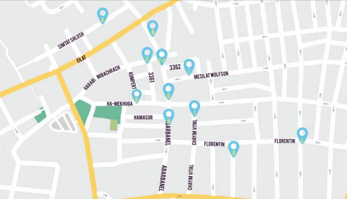 kart over florentin Tel Aviv