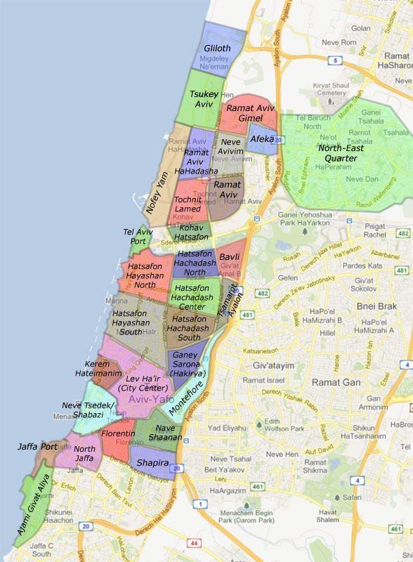 Tel Aviv nabolag kart