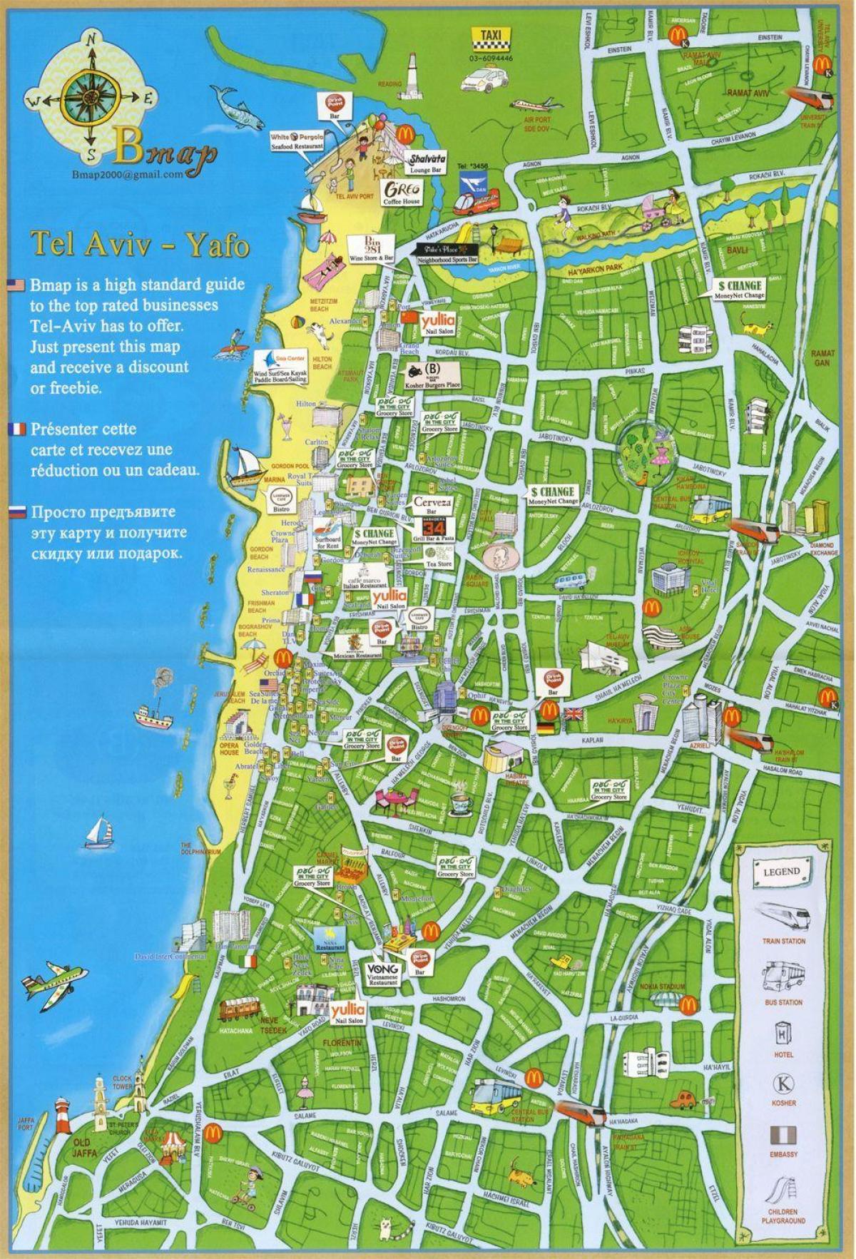 Tel Aviv attraksjoner kart
