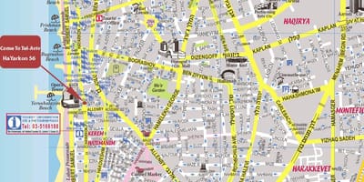 Kart over Tel Aviv og omkringliggende områder