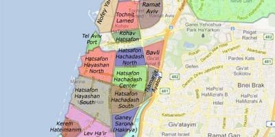 Tel Aviv nabolag kart